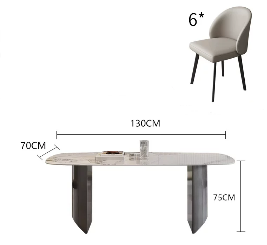 Nordic Style Light Luxury Rectangular Slate Dining Table