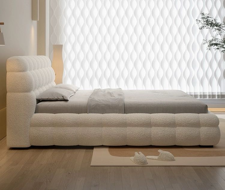 Nordic Style Cotton Candy Milk White Bedroom Bed