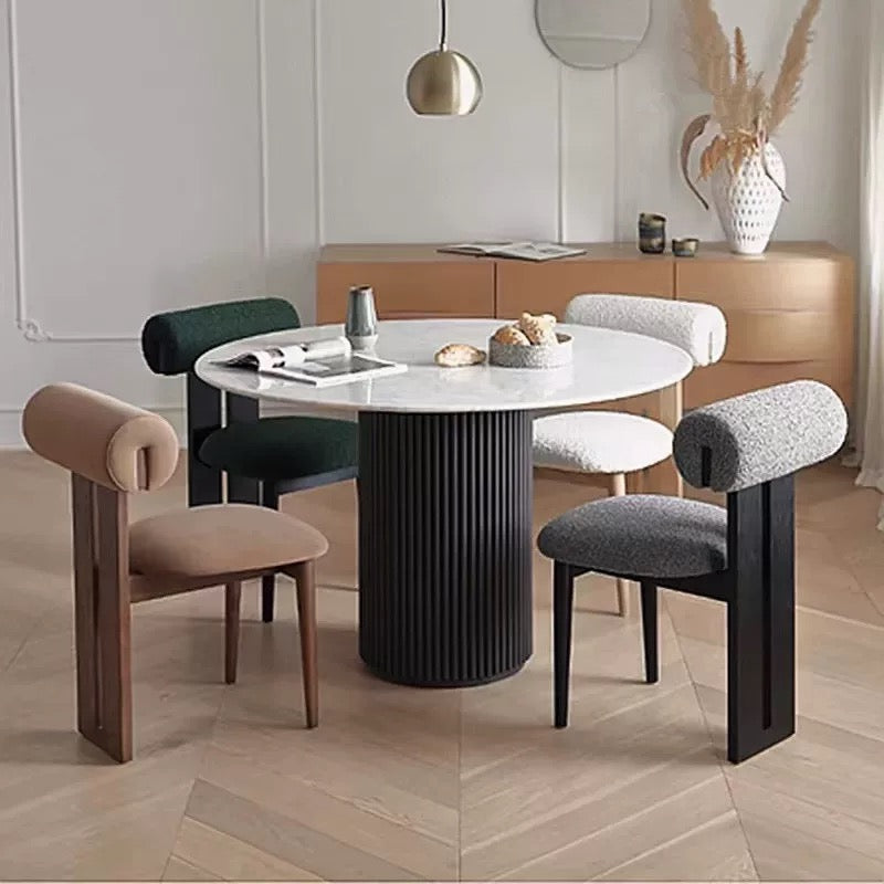 French Style Light Luxury Slate and Metal Round Dining Table