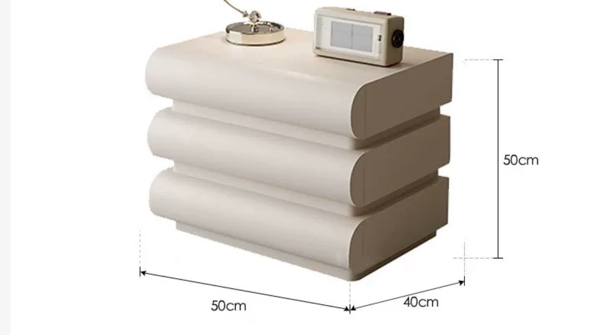 Creamy Minimalist White Bedside Table