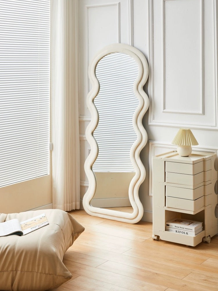 INS Style Wave-Shaped Full-Length Floor Mirror