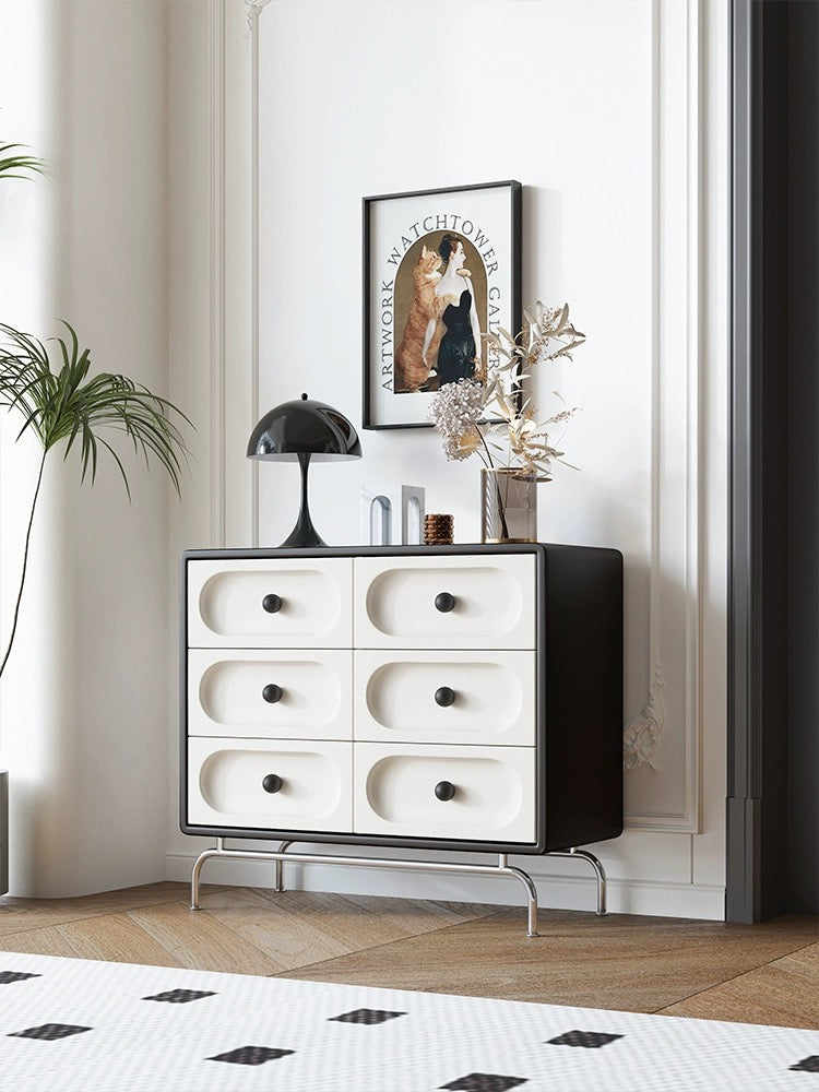 Nordic Minimalist Black and White Entryway Storage Cabinet