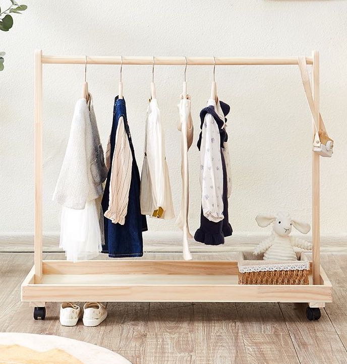 INS Style Children's Solid Wood Freestanding Coat Rack