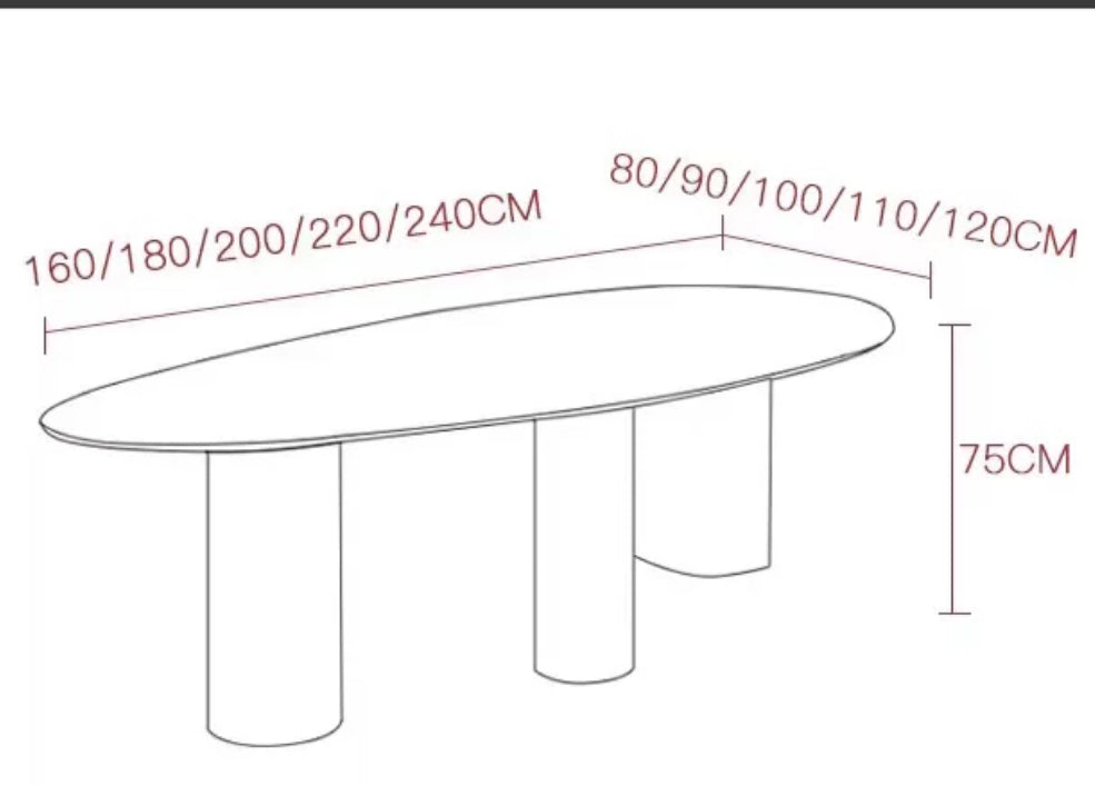 Italian Design Oval Dining Table with Stone Panel