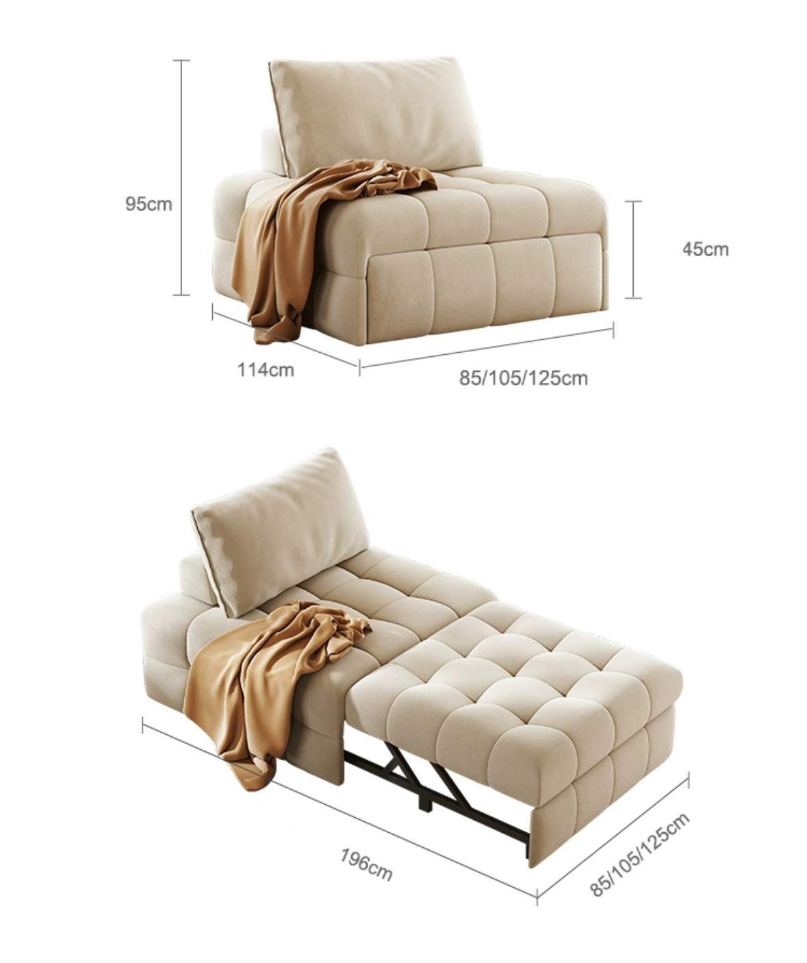 Nordic Style Minimalist Profiterole Sofa Bed
