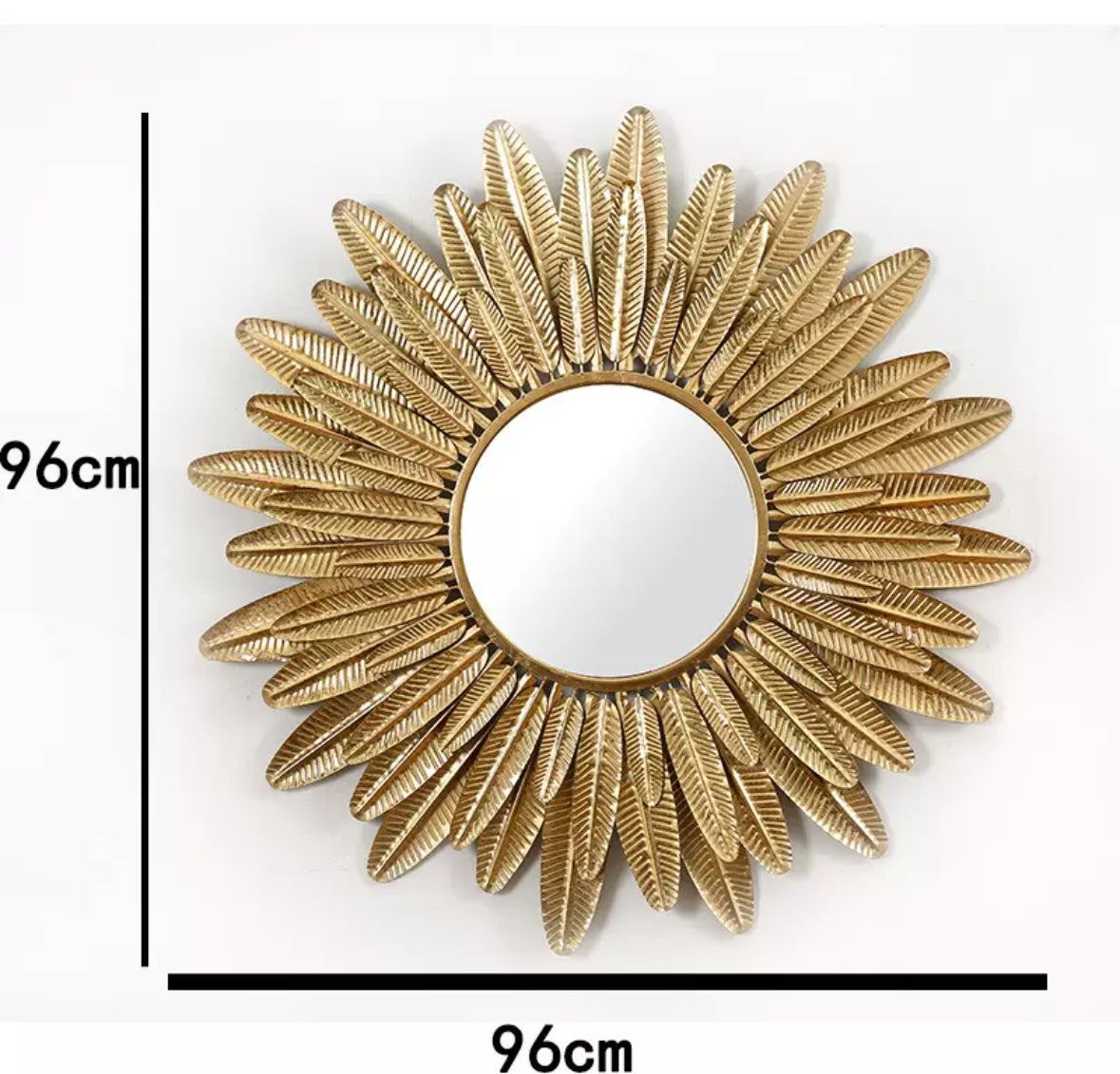 French Luxury Metal Feather Mirror Wall Decor