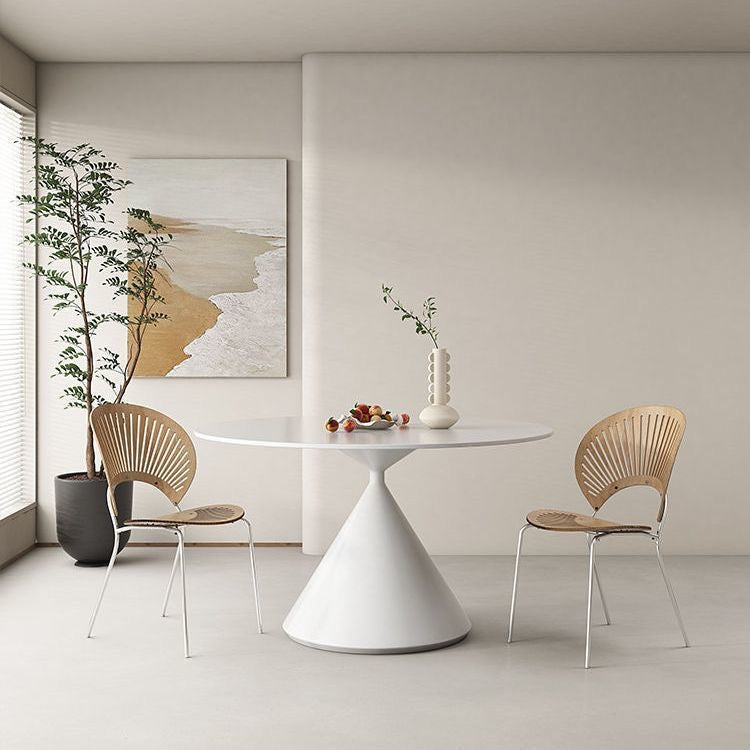 Minimalist Black and White Stone Round Dining Table