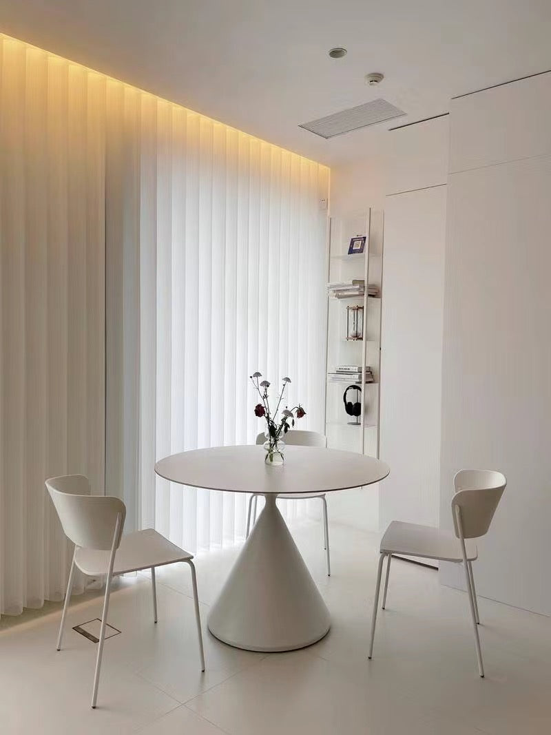 Minimalist Black and White Stone Round Dining Table