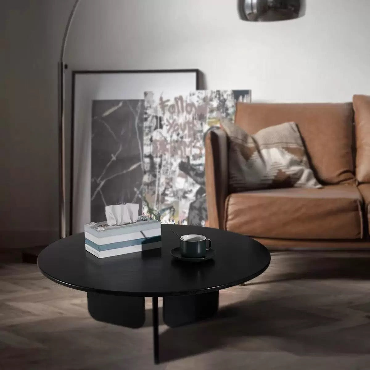 Black Minimalist Round Coffee Table