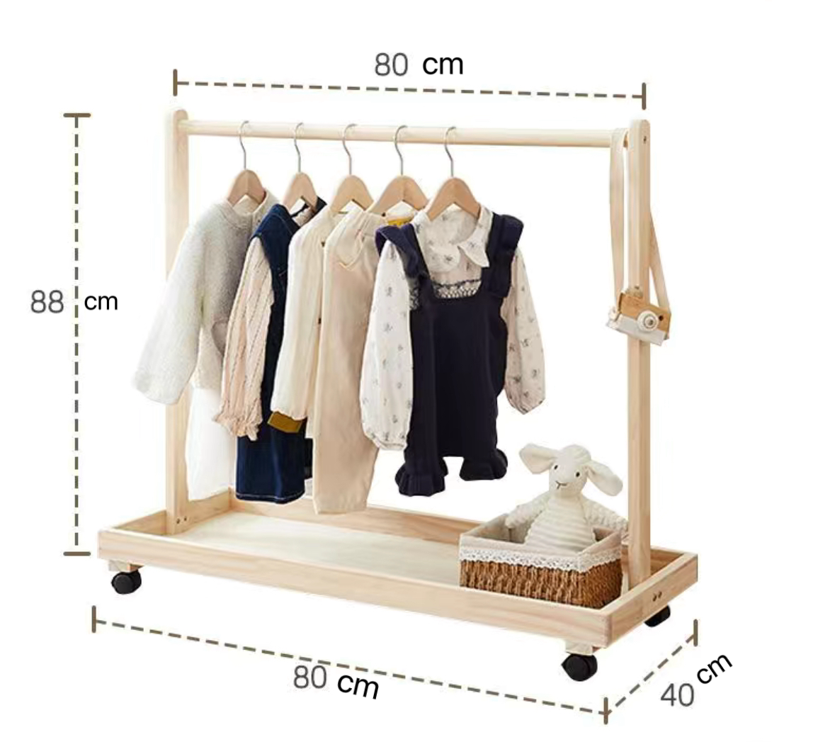 INS Style Children's Solid Wood Freestanding Coat Rack