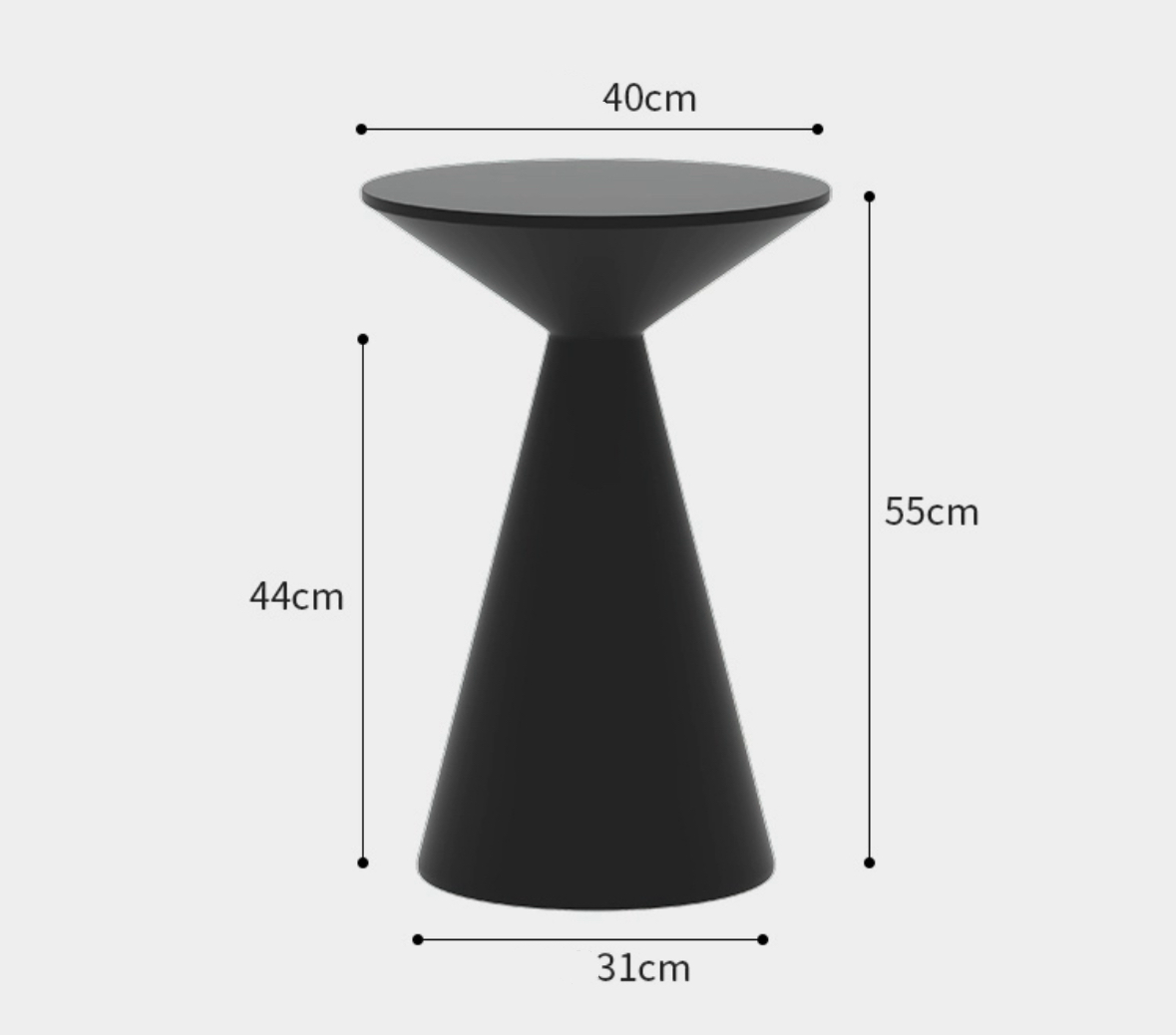 Nordic Style Minimalist Cone-shaped Black Side Table
