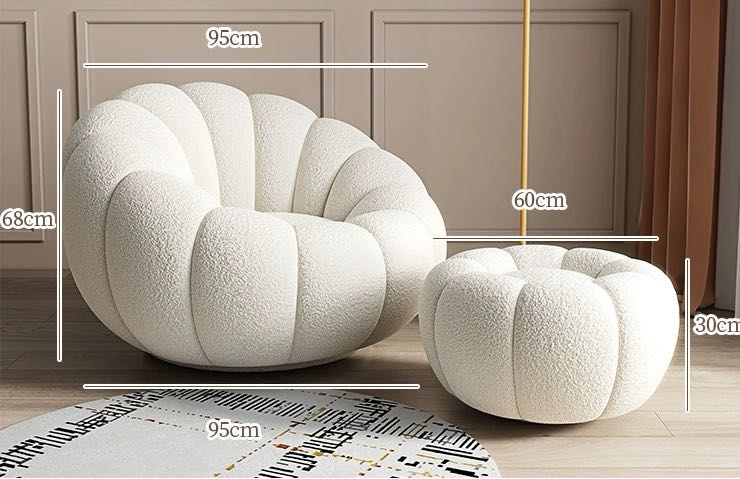 Nordic Pumpkin Single Sofa + Ottoman