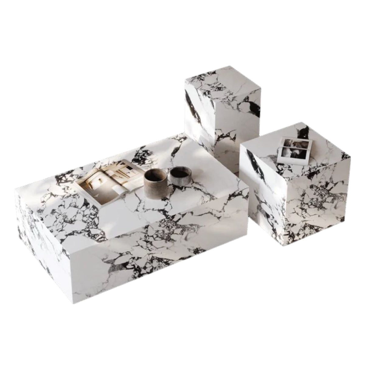 Nordic Style Minimalist Rock Panel Marble Square Coffee Table