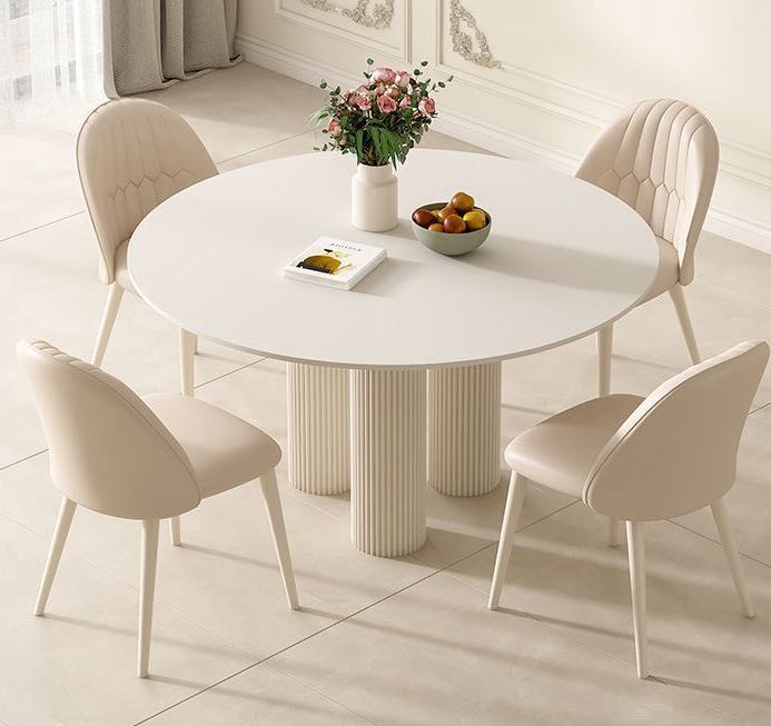 Nordic Style White Rock Plate Minimalist Dining Table