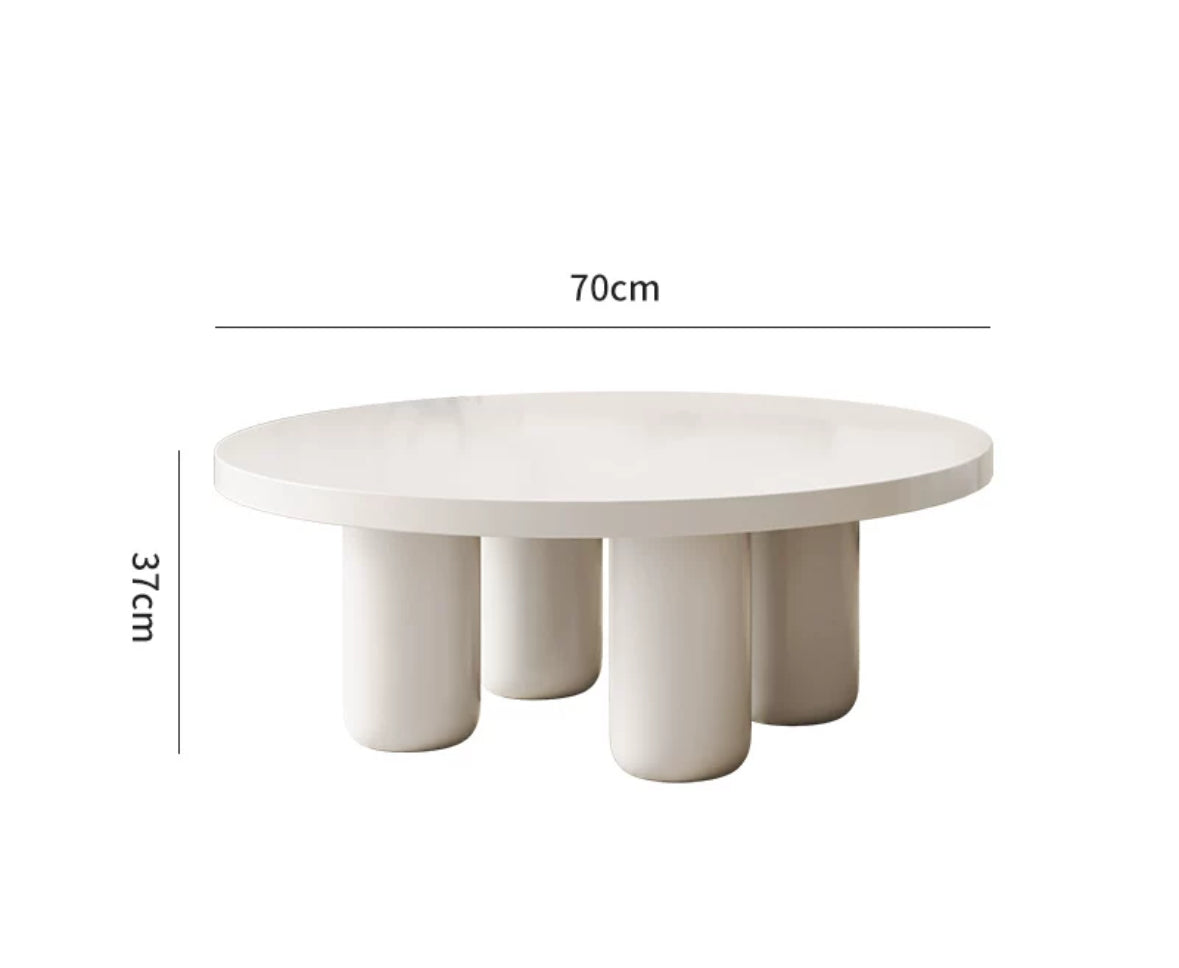 Nordic Style Cream White Minimalist Round Coffee Table