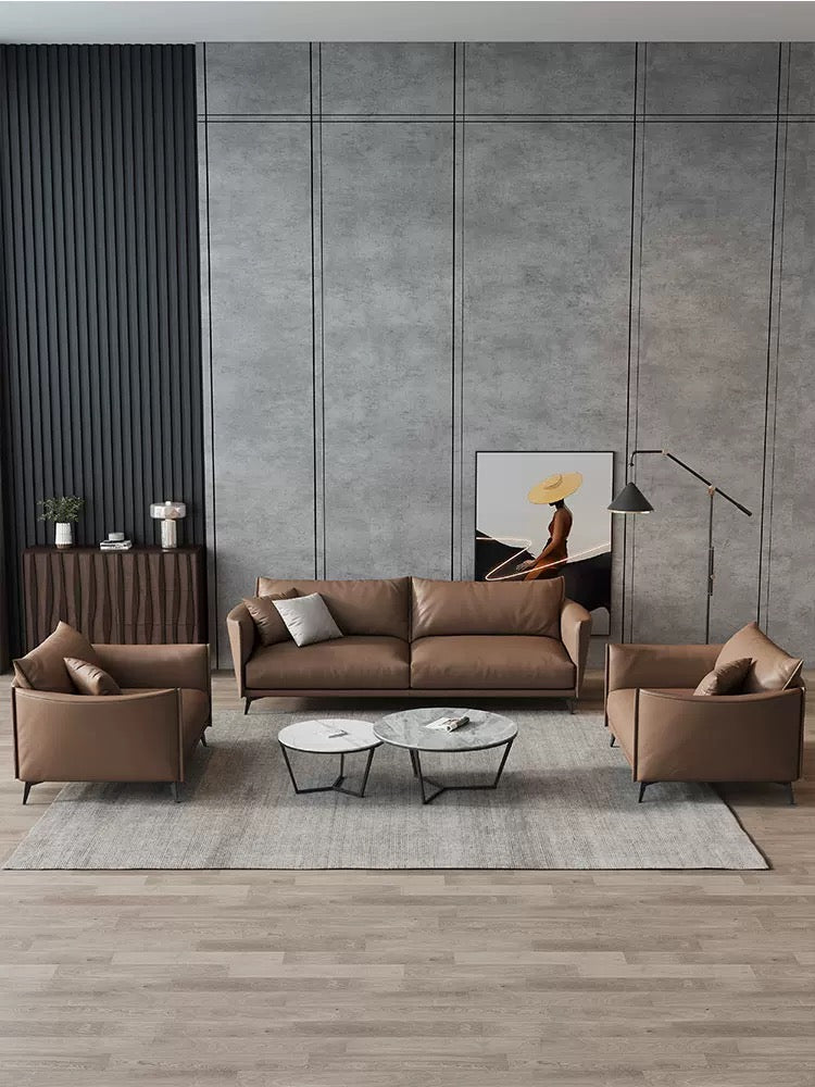 Minimalist and Durable Leather Sofa