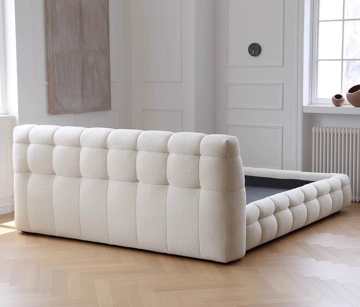 Nordic Style Cotton Candy Milk White Bedroom Bed