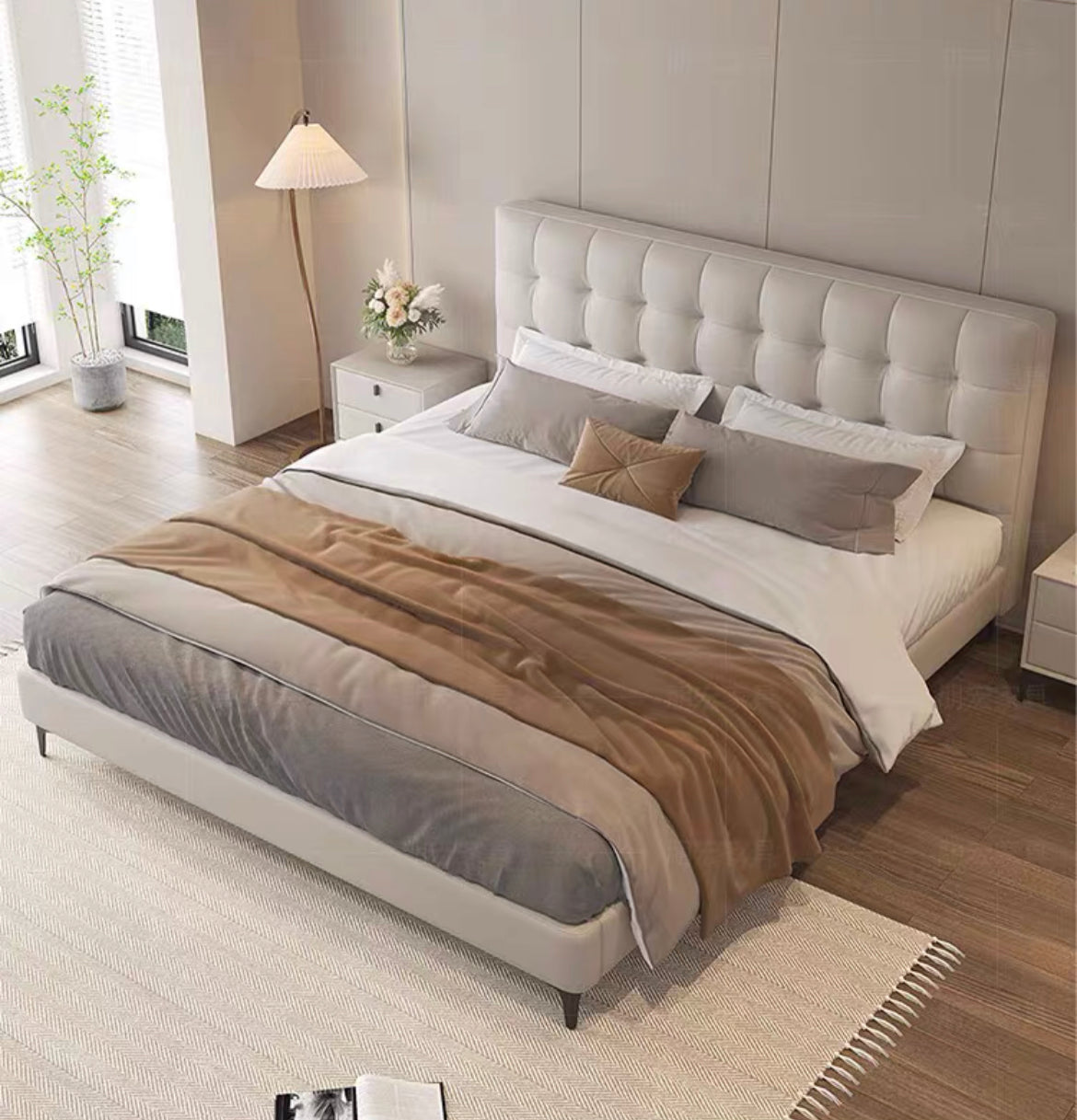 Italian Style Leather Minimalist Bed