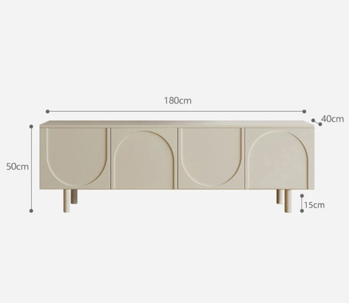 Minimalist Style TV Cabinet Engineered/ Creamy