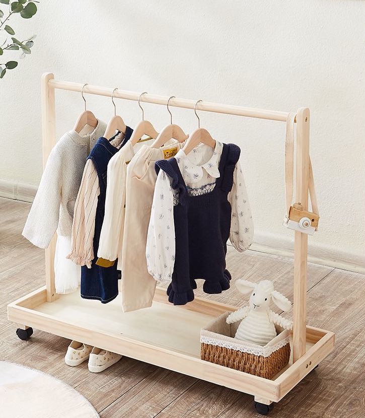 INS Style Children's Solid Wood Freestanding Coat Rack