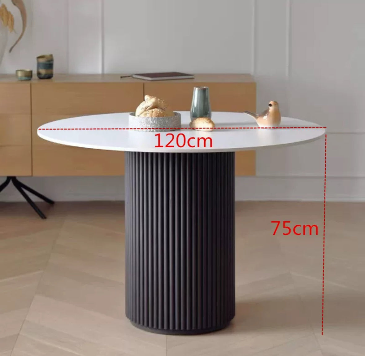 French Style Light Luxury Slate and Metal Round Dining Table