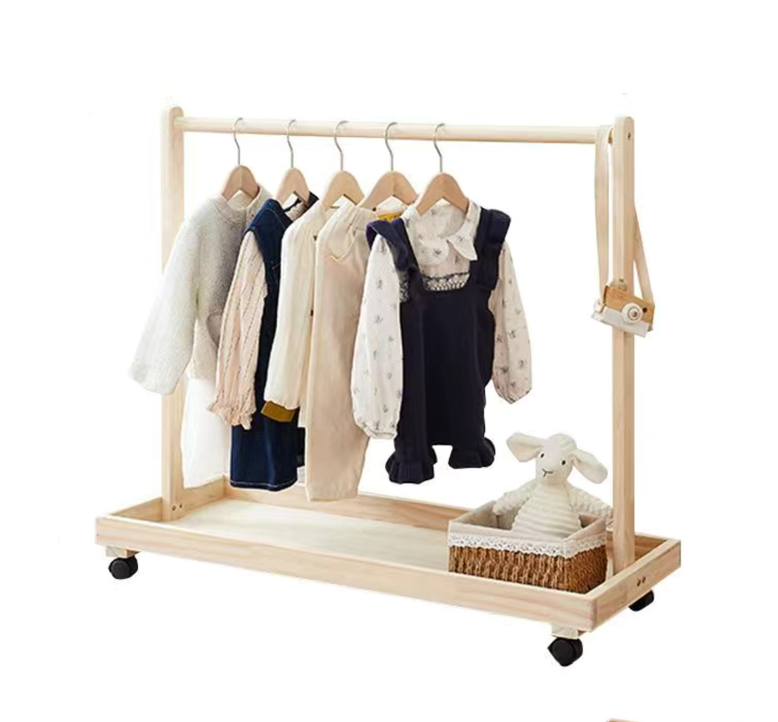 INS Style Children's Solid Wood Freestanding Coat Rack
