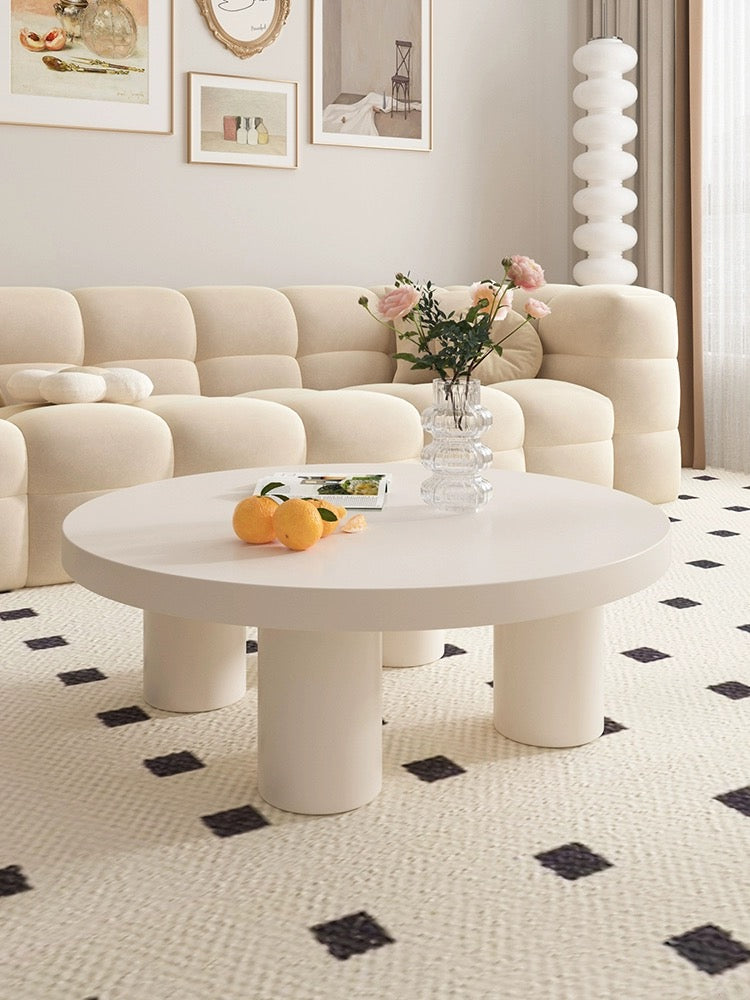 Nordic Style Cream White Minimalist Round Coffee Table