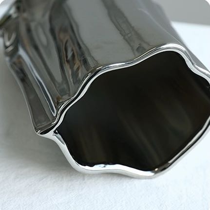 Nordic Style Silver Vase and Artificial Flower Set