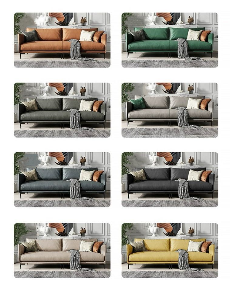 Light Brown Minimalist Wear-Resistant Leather Sofa