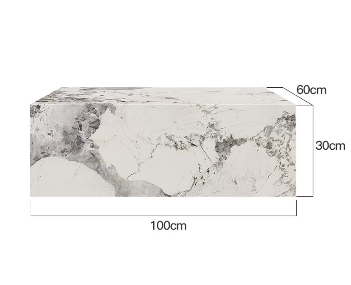 Nordic Style Minimalist Rock Panel Marble Square Coffee Table