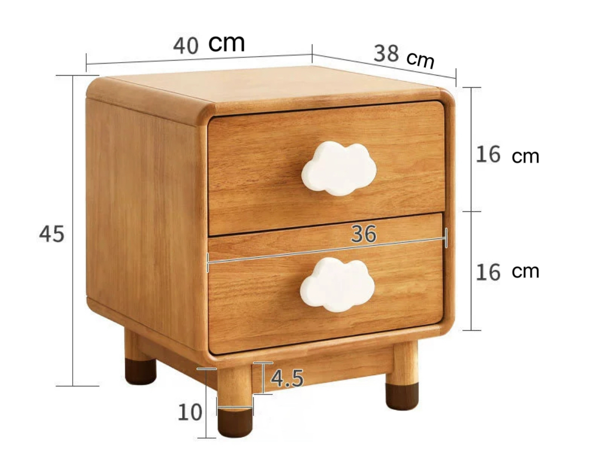 INS Style Solid Wood Cloud Children's Bedside Table