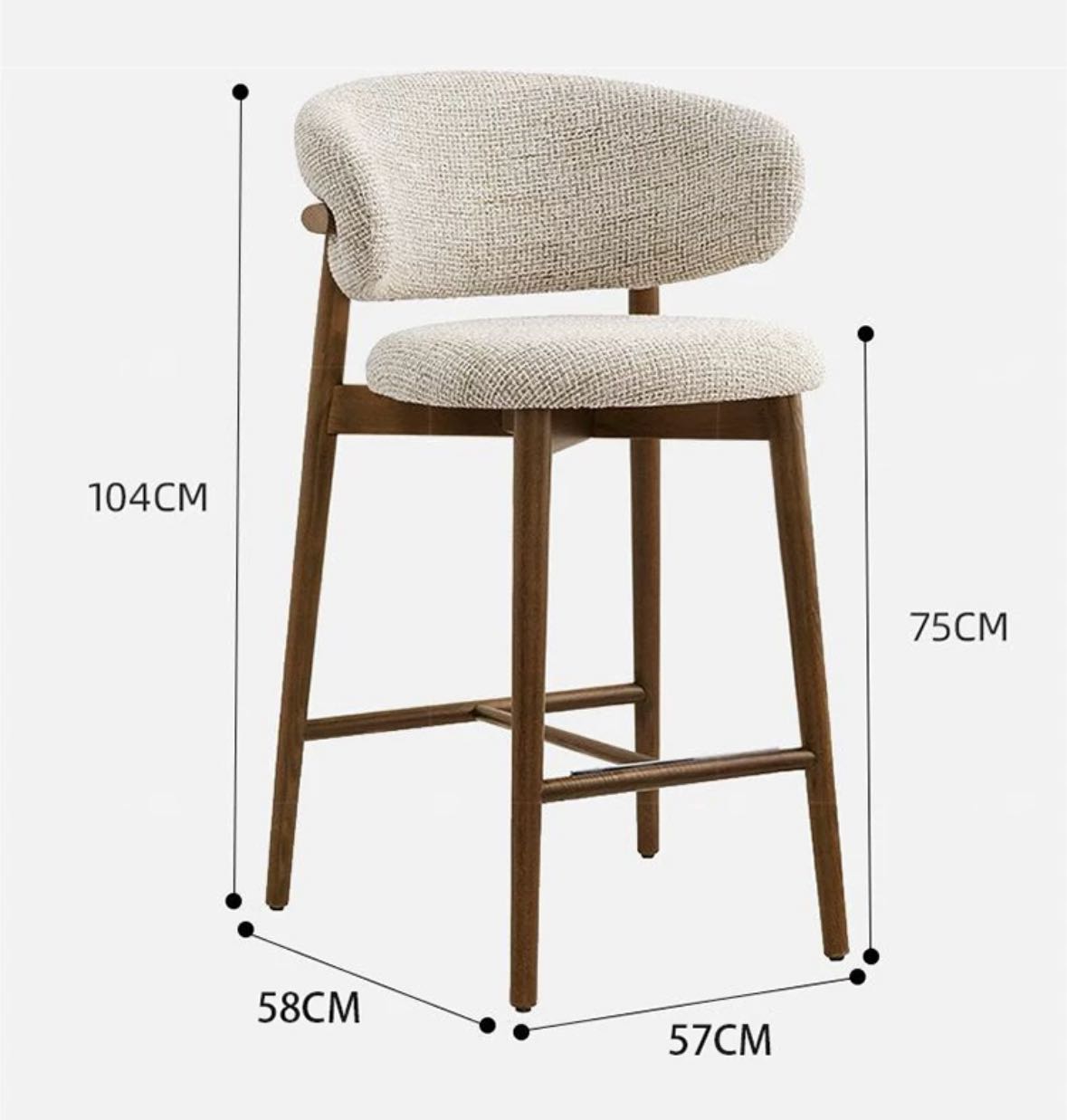 Nordic Style Minimalist Solid Wood Bar Stool