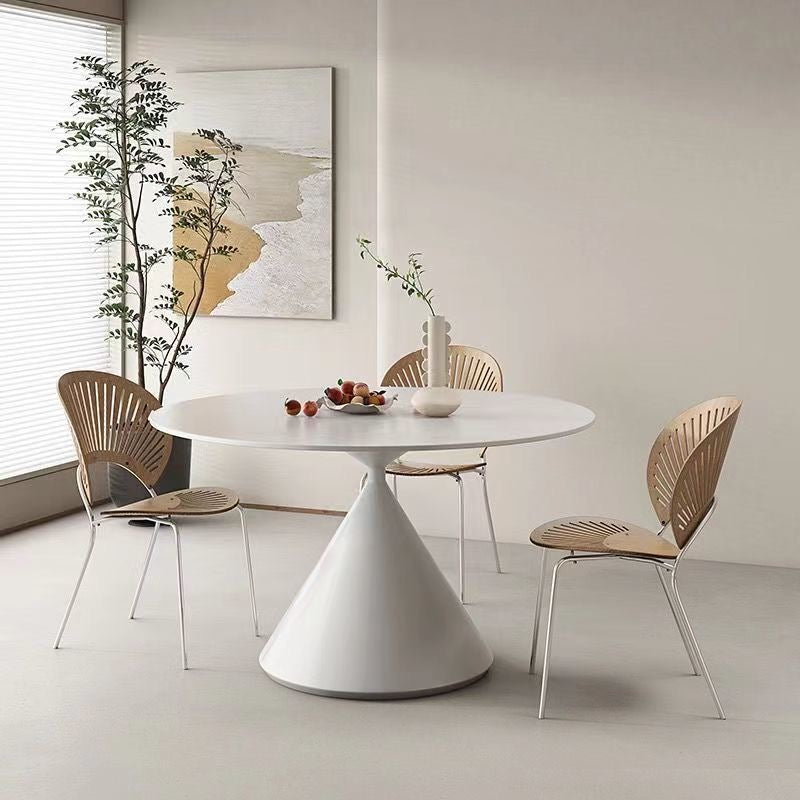 Minimalist Black and White Stone Round Dining Table
