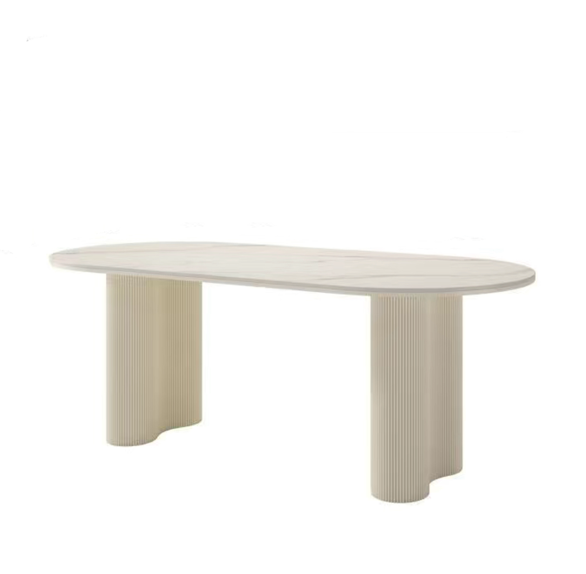 White Cream Marble Oval Dining Table