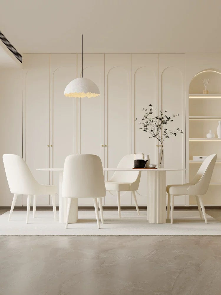 White Cream Marble Oval Dining Table
