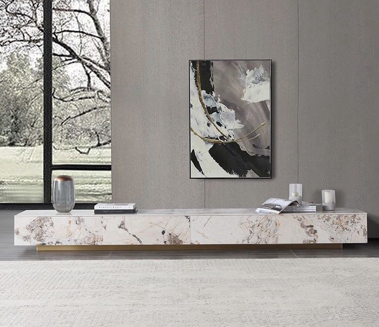Italian Style Rock Panel Luxury TV Cabinet Coffee Table Combination