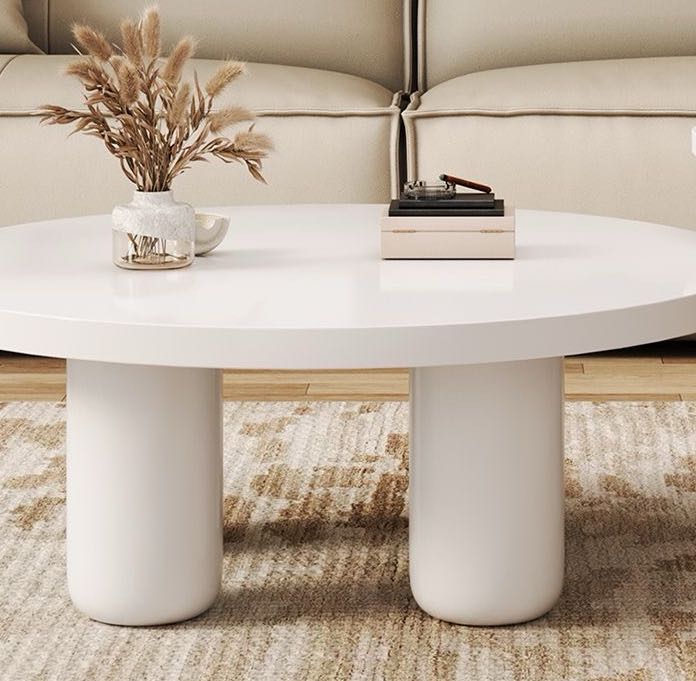 Nordic Style Cream White Minimalist Round Coffee Table