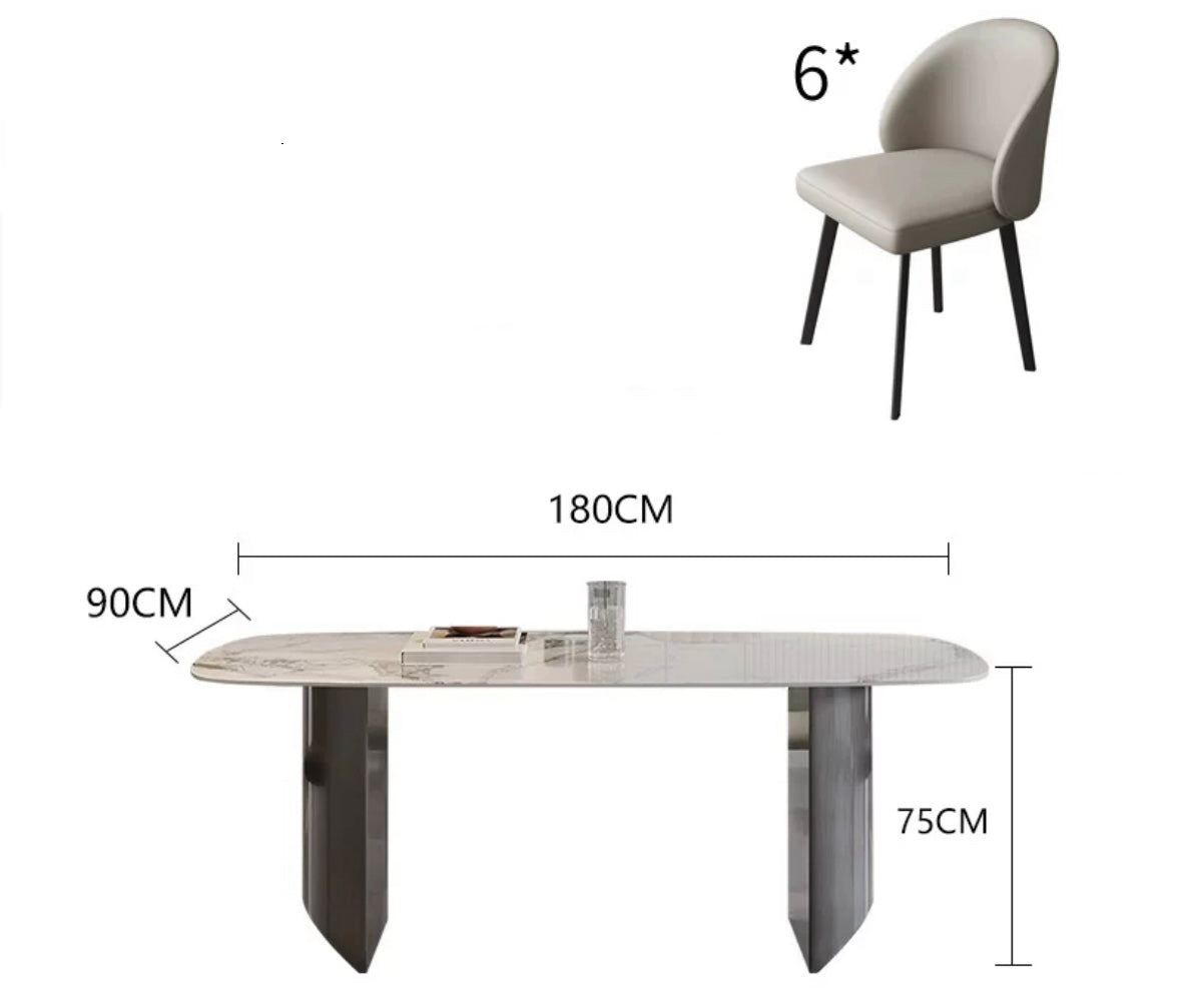 Nordic Style Light Luxury Rectangular Slate Dining Table