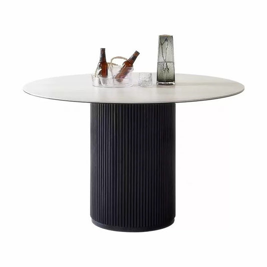 French Style Light Luxury Slate and Metal Round Dining Table
