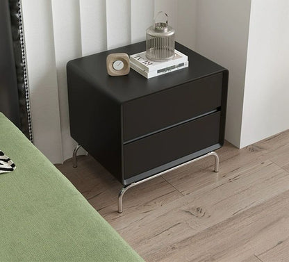 Nordic Minimalist Solid Wood Black Bedside Table