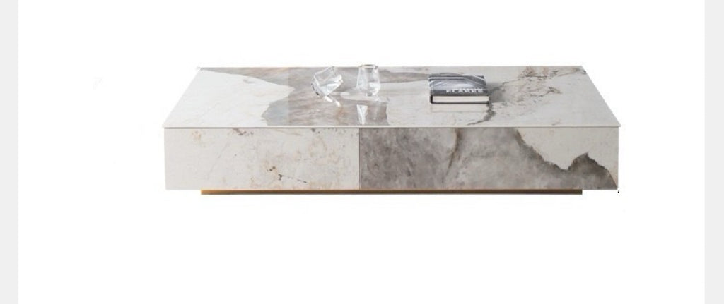 Italian Style Rock Panel Luxury TV Cabinet Coffee Table Combination
