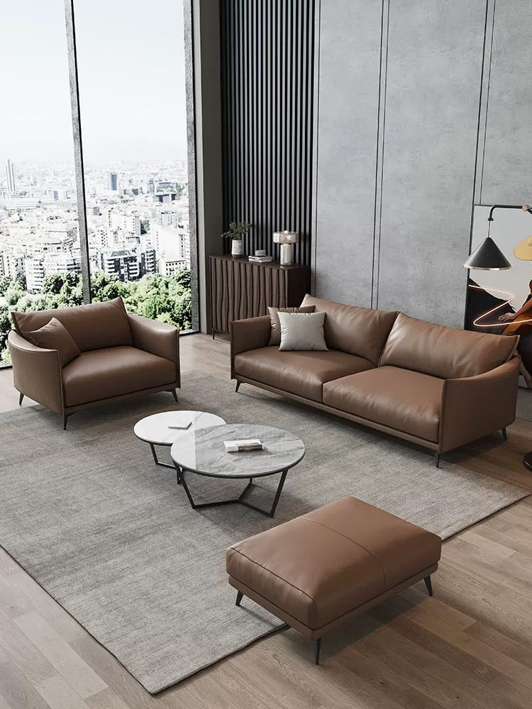 Minimalist and Durable Leather Sofa