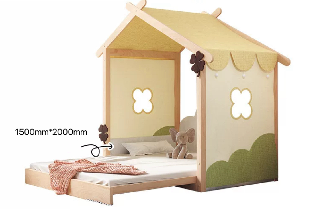 INS Style Solid Wood Cloud Tent Children's Bed