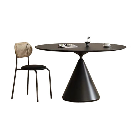 Minimalist Black and White Stone Round Dining Table