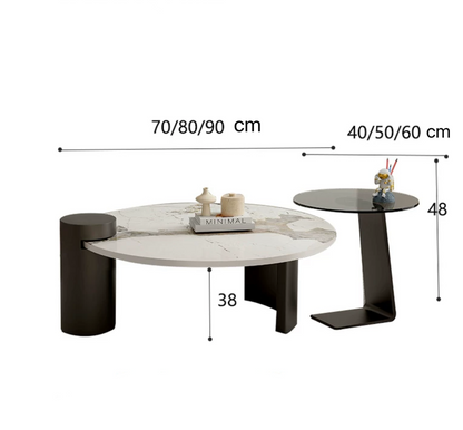 Nordic Style Minimalist Rock Panel Glass Coffee Table
