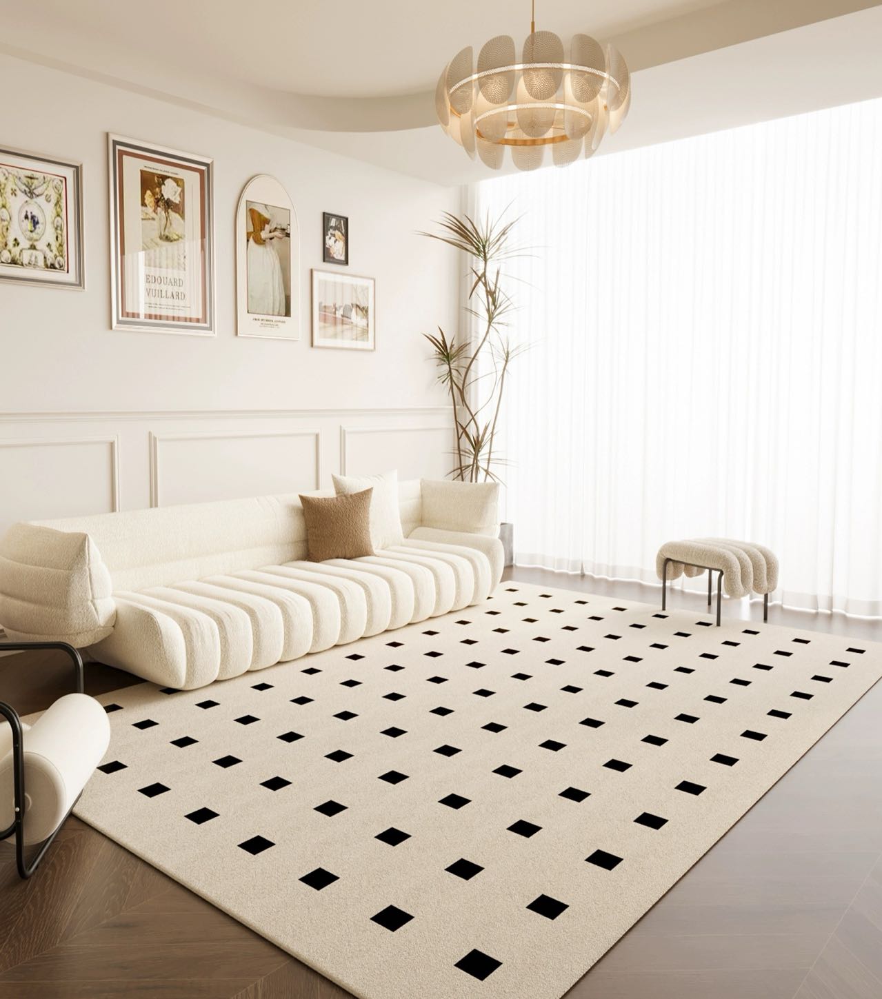 Nordic Style Minimalist Black and White Dot Carpet