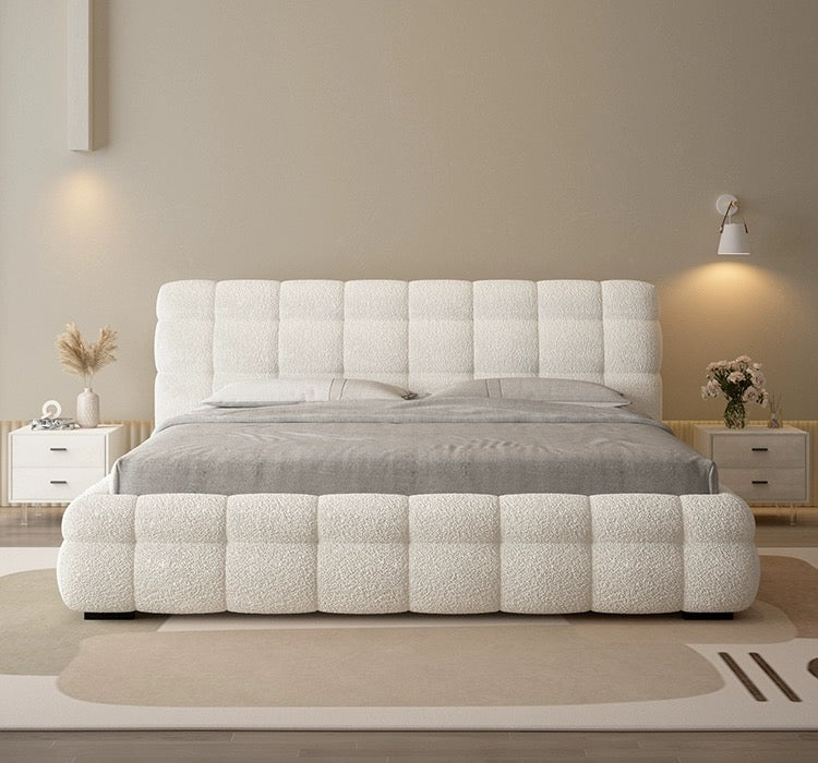 Nordic Style Cotton Candy Milk White Bedroom Bed