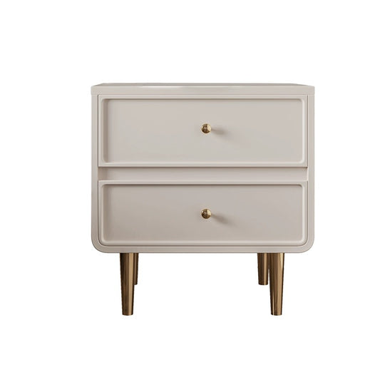Creamy French-style Light Luxury Solid Wood Bedside Table