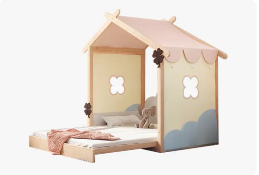 INS Style Solid Wood Cloud Tent Children's Bed