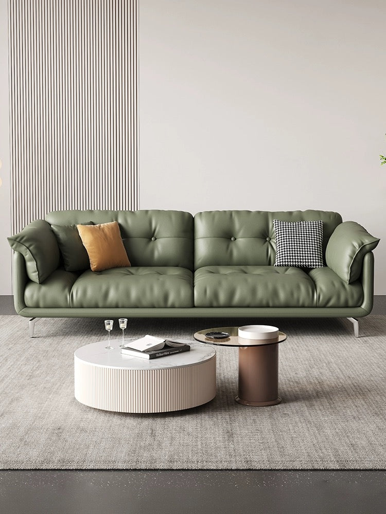 Minimalist and Durable Genuine Leather Sofa